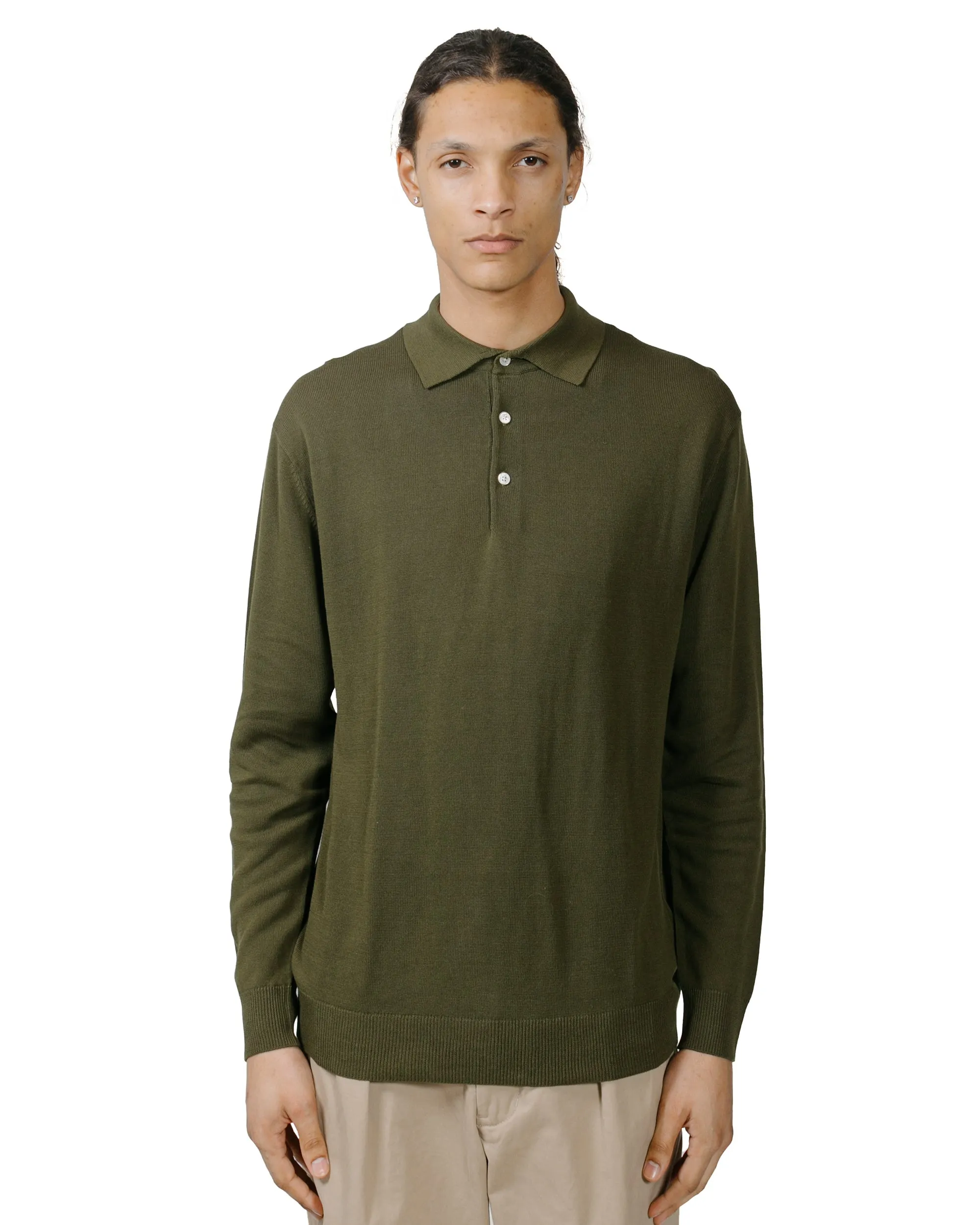 Beams Plus Knit Polo 12G Olive