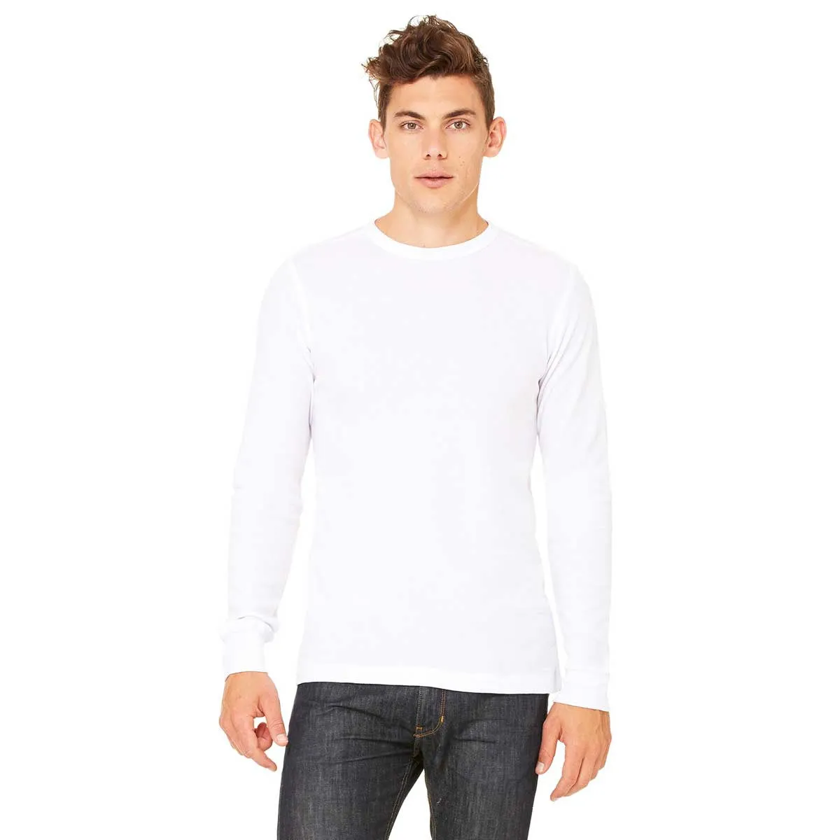 Bella   Canvas Men's White/White Thermal Long-Sleeve T-Shirt