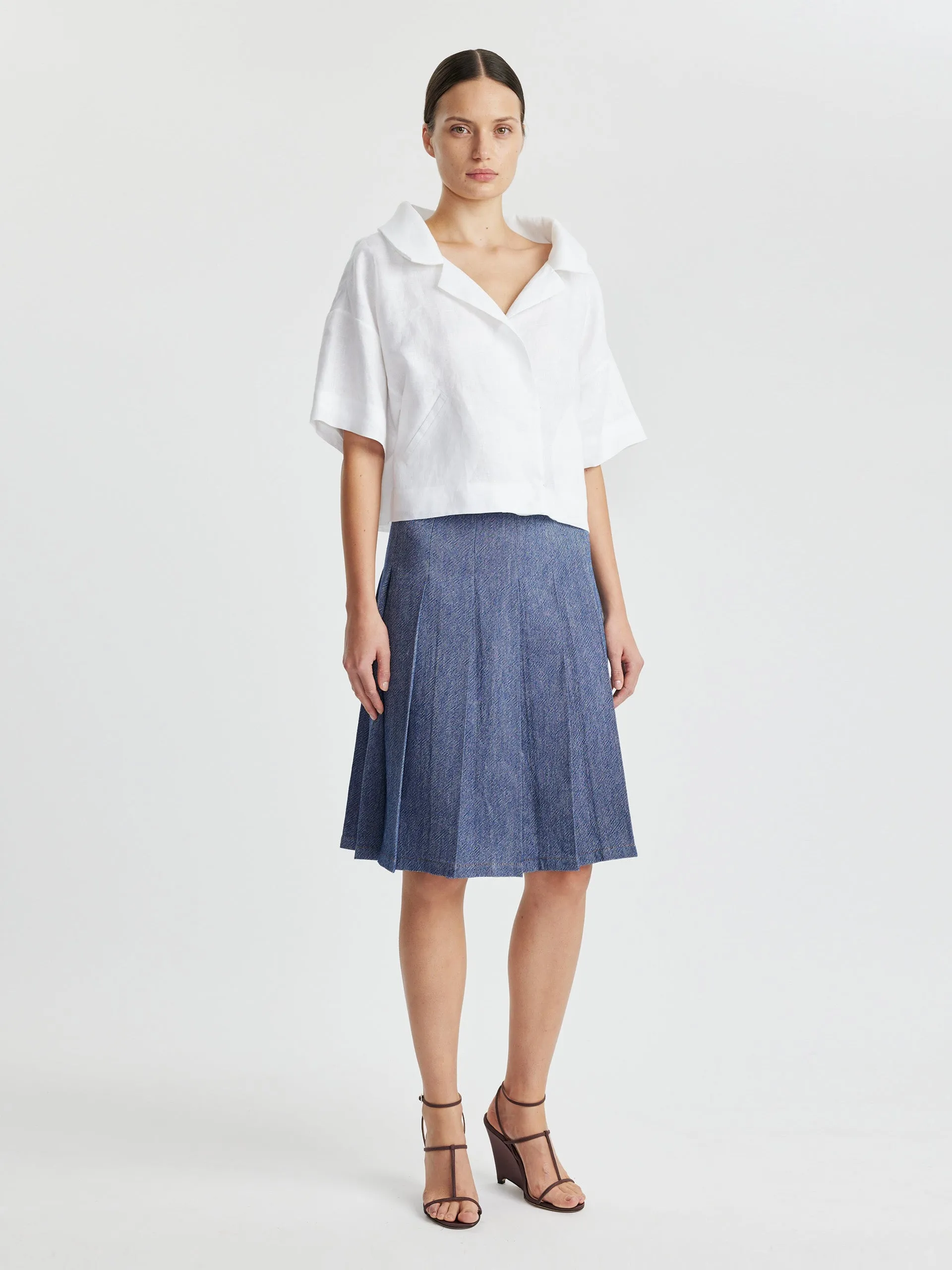 Beryl skirt in indigo linen denim