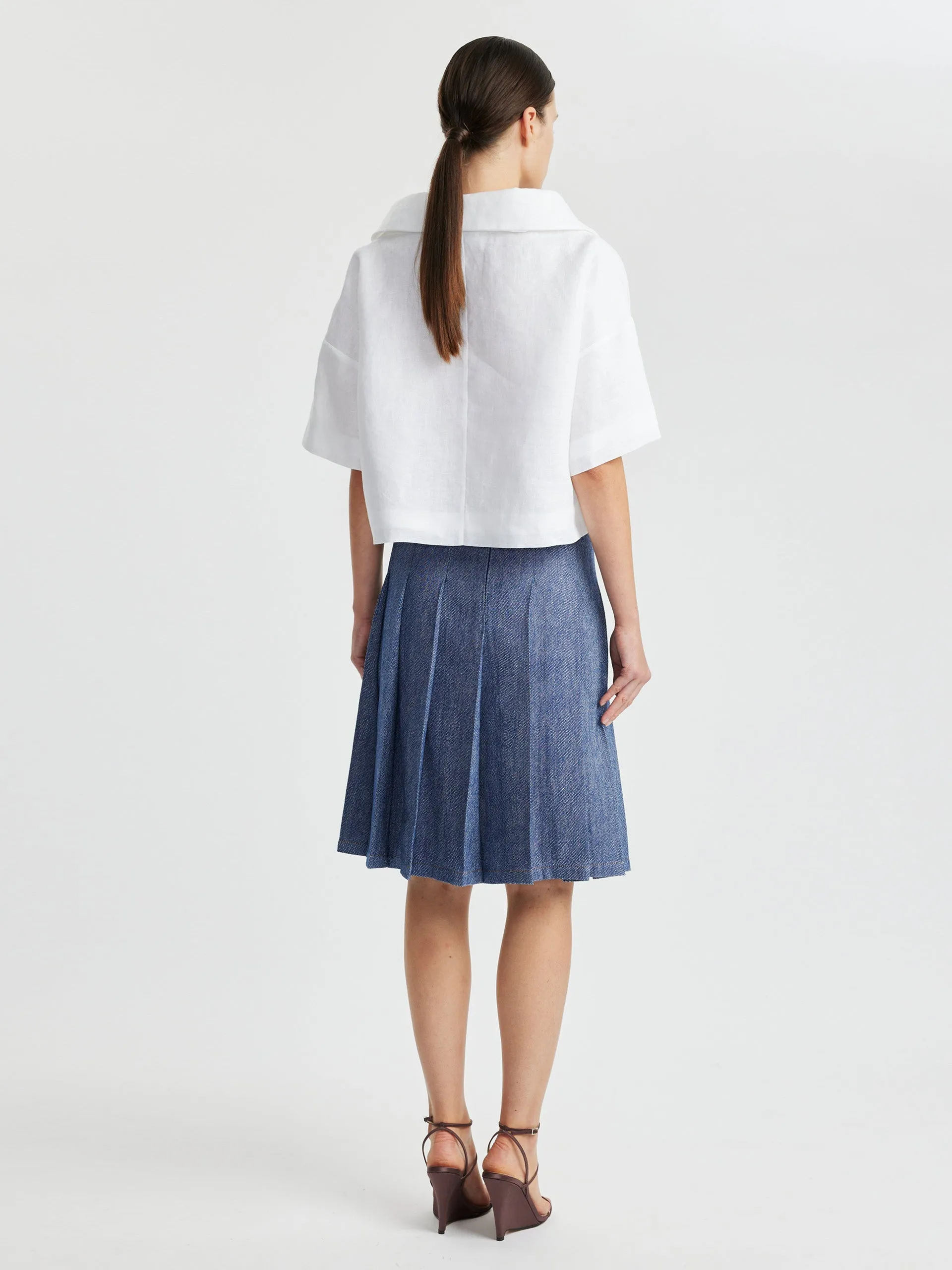 Beryl skirt in indigo linen denim