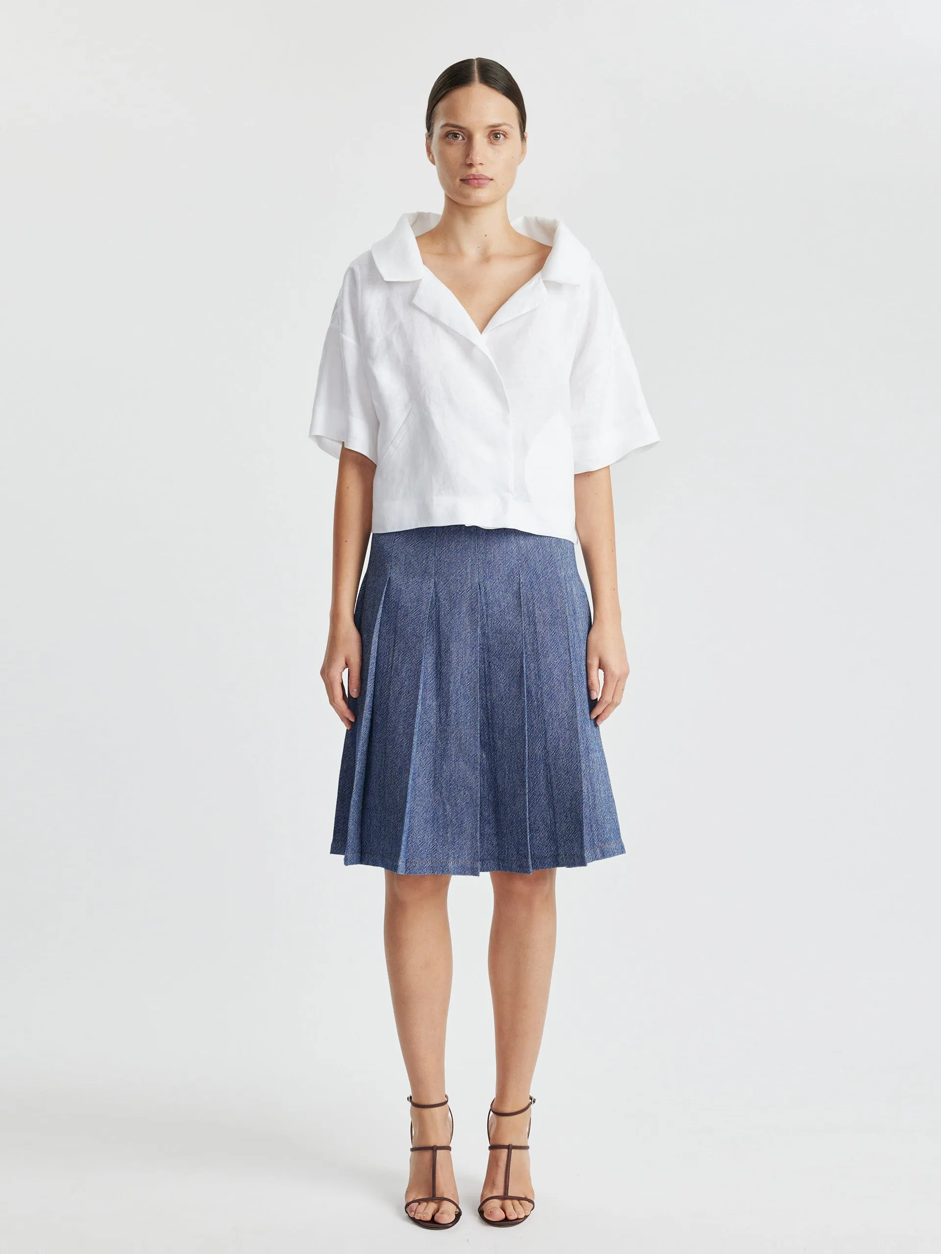 Beryl skirt in indigo linen denim