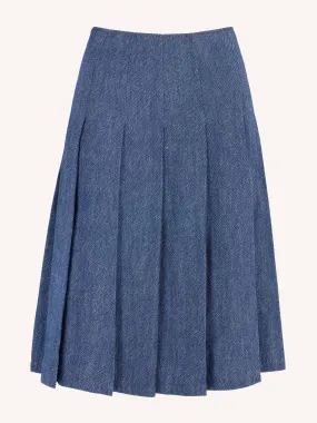 Beryl skirt in indigo linen denim