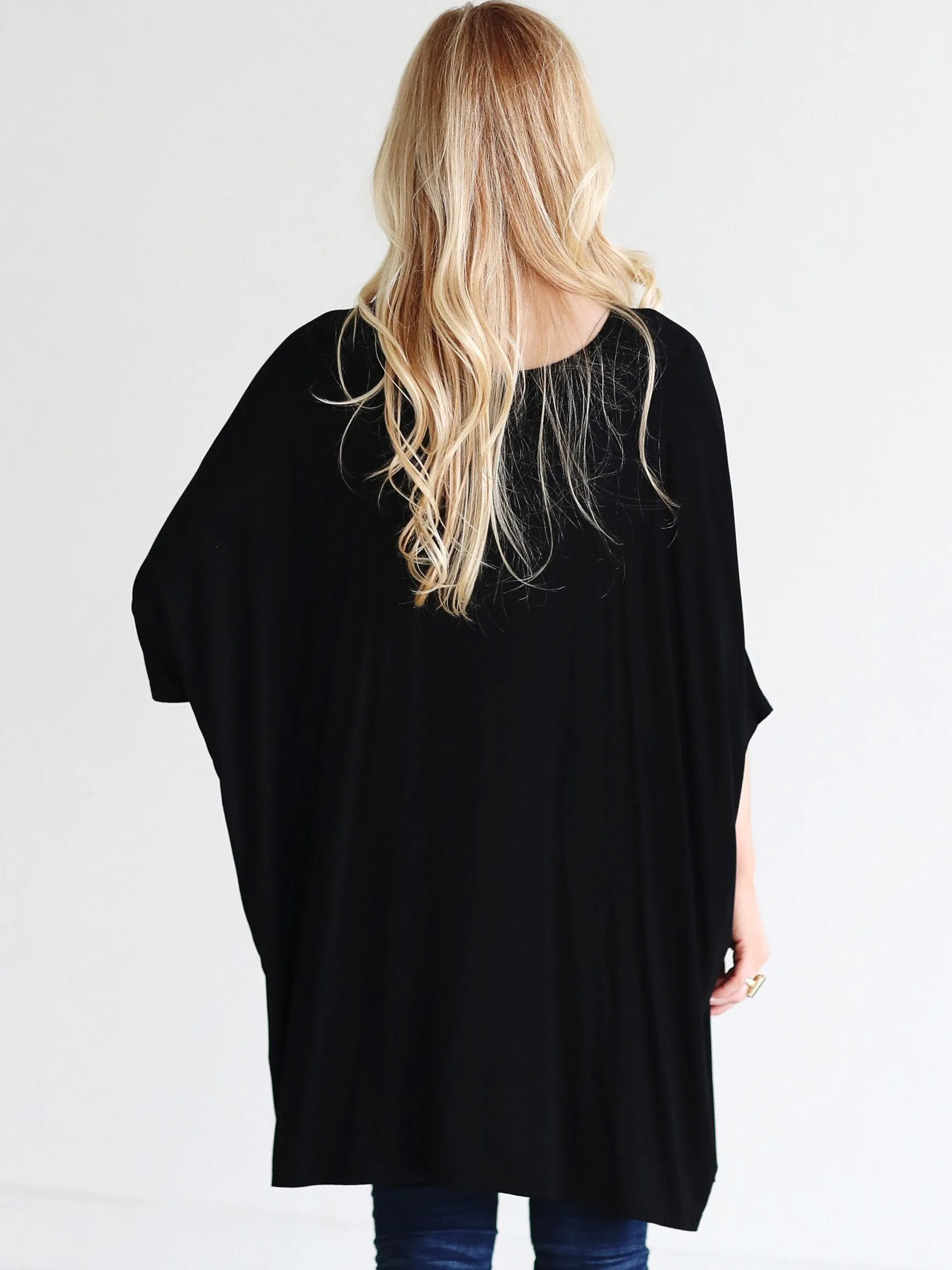 Black DLMN Dolman Sleeve High-Low Top