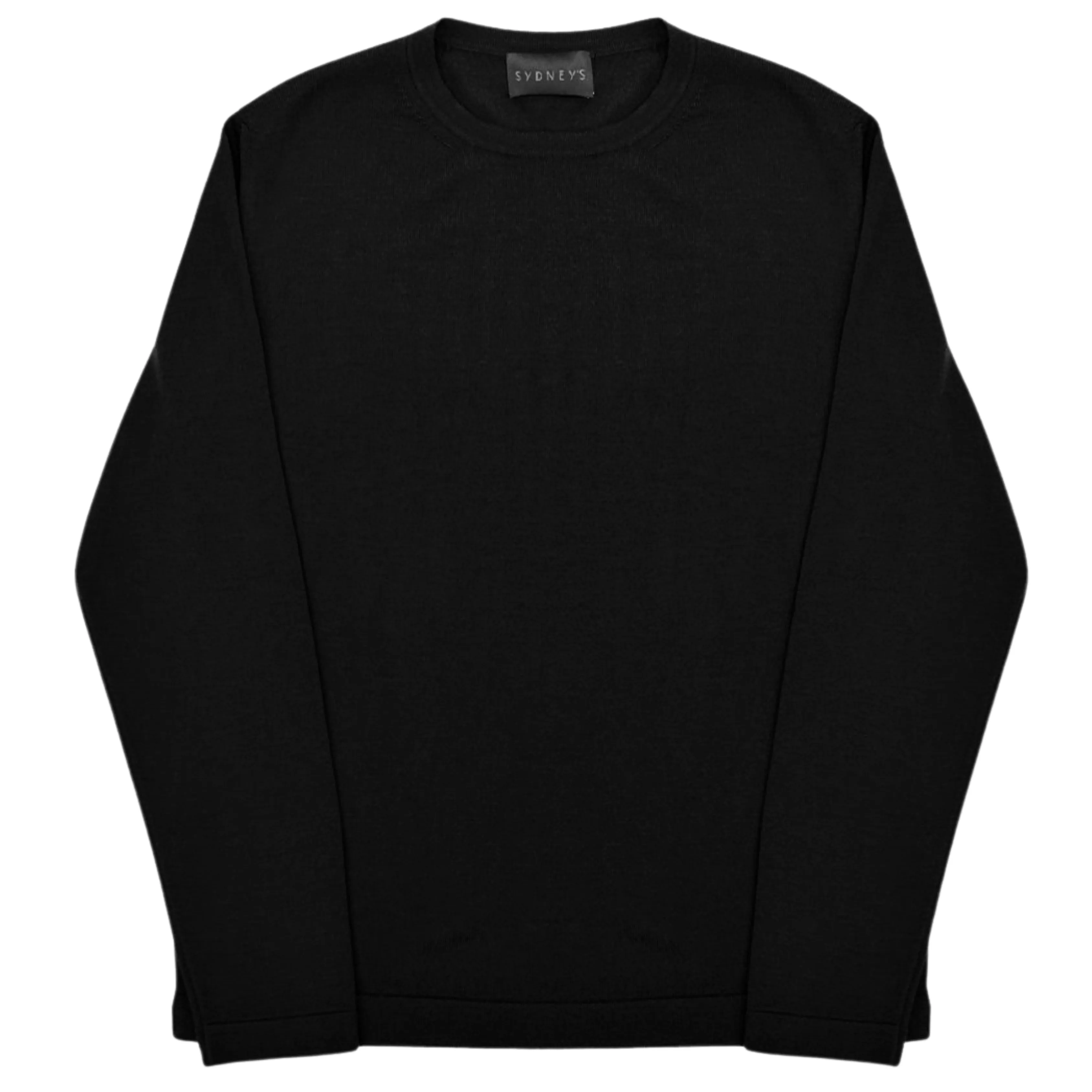 Black Fine Knit Crewneck Sweater