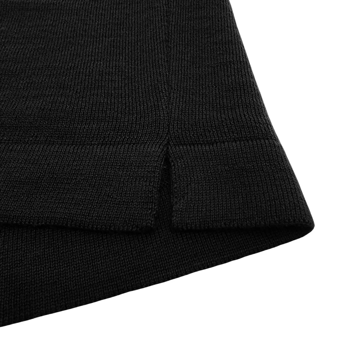 Black Fine Knit Crewneck Sweater