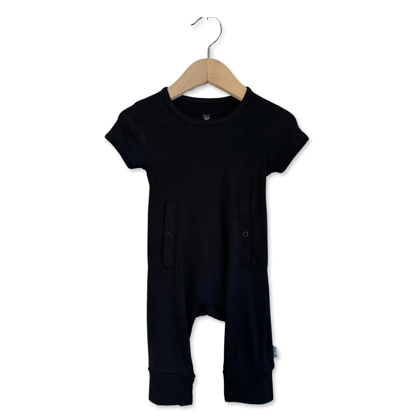 Black Mini Ribbed Adaptive Tube Access Short Long Romper