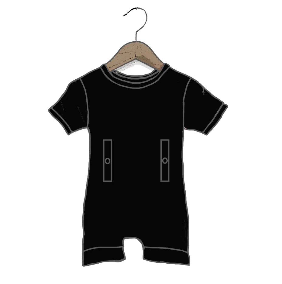 Black Mini Ribbed Adaptive Tube Access Shorty Romper