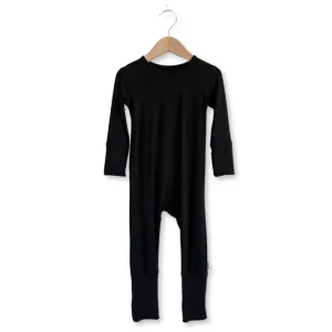 Black Mini Ribbed Kid's Day to Night Romper