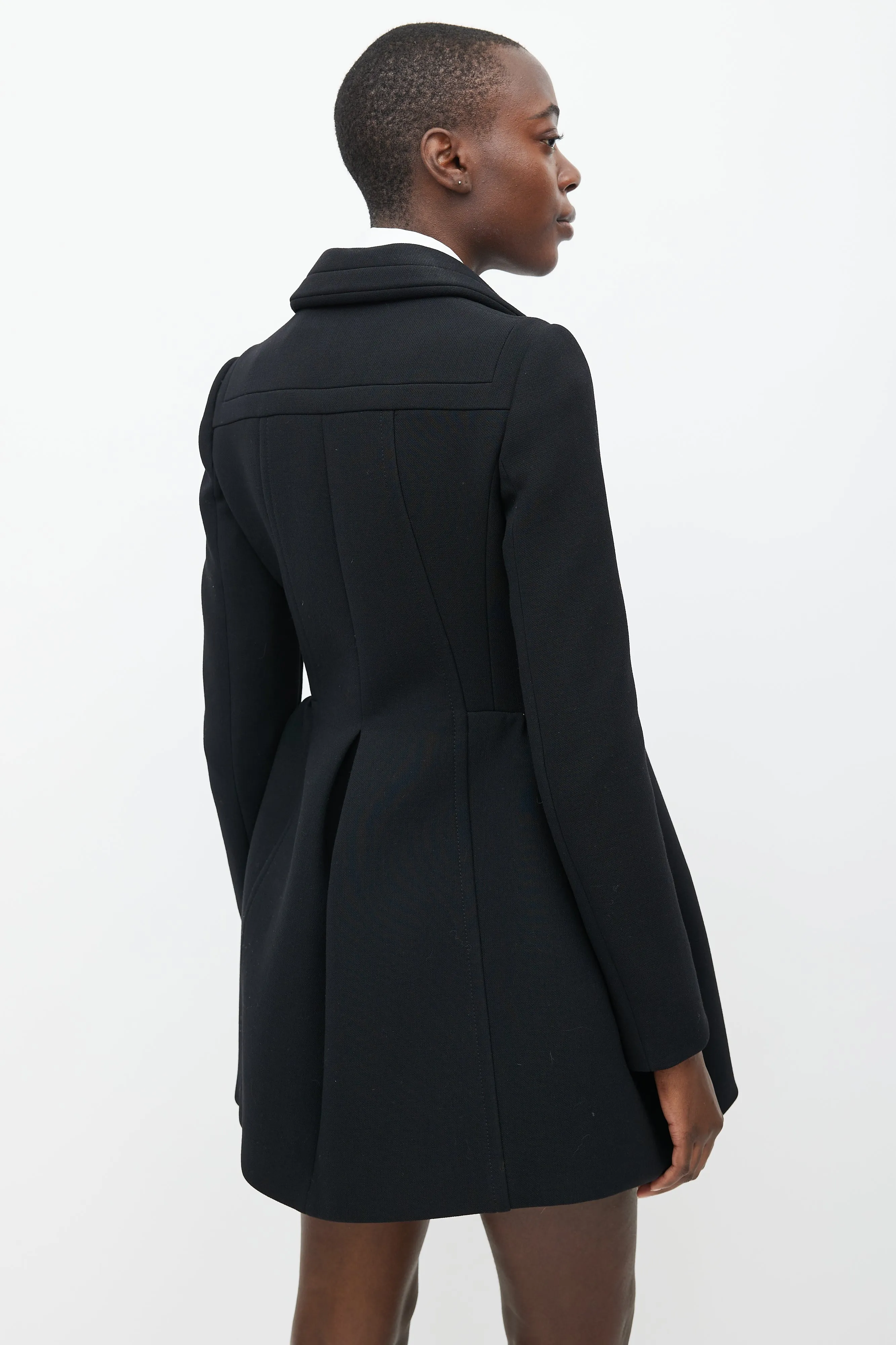 Black Wool Flared Coat