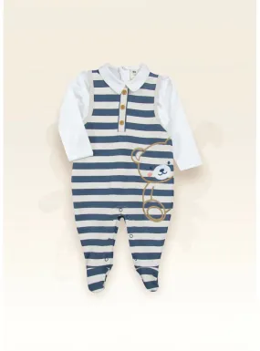 Blue and White Striped Romper for Kids