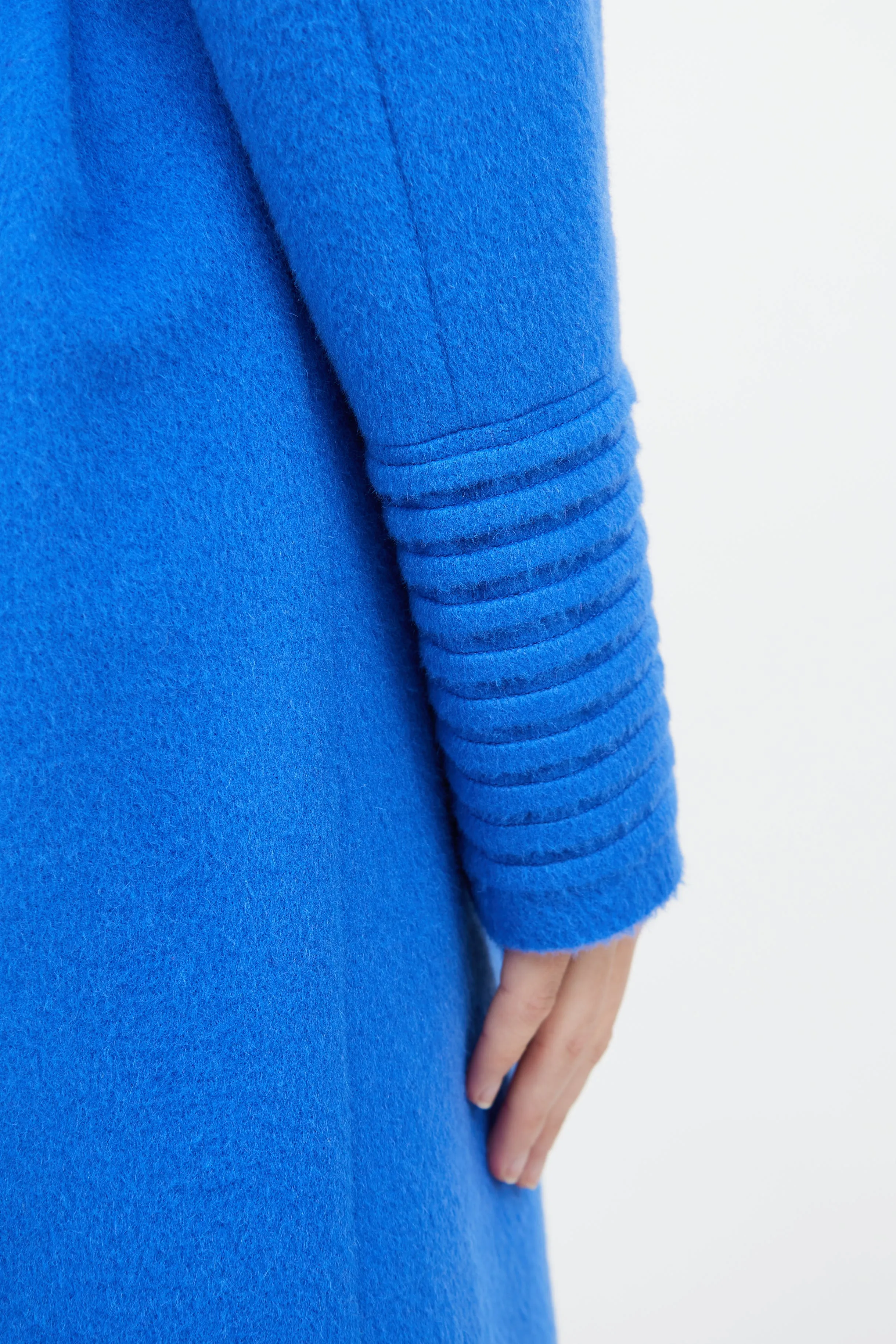 Blue Wool Blend Wrap Coat