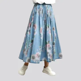 Boho high-waist women's jean skirt