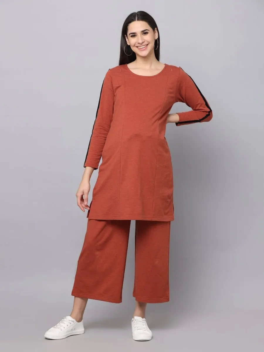 Bombay Coffee Maternity Co- Ord Set With Nursing