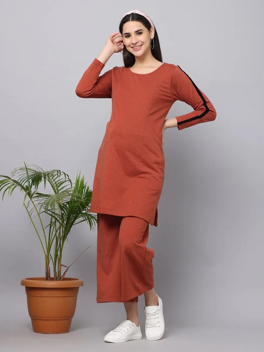 Bombay Coffee Maternity Co- Ord Set With Nursing