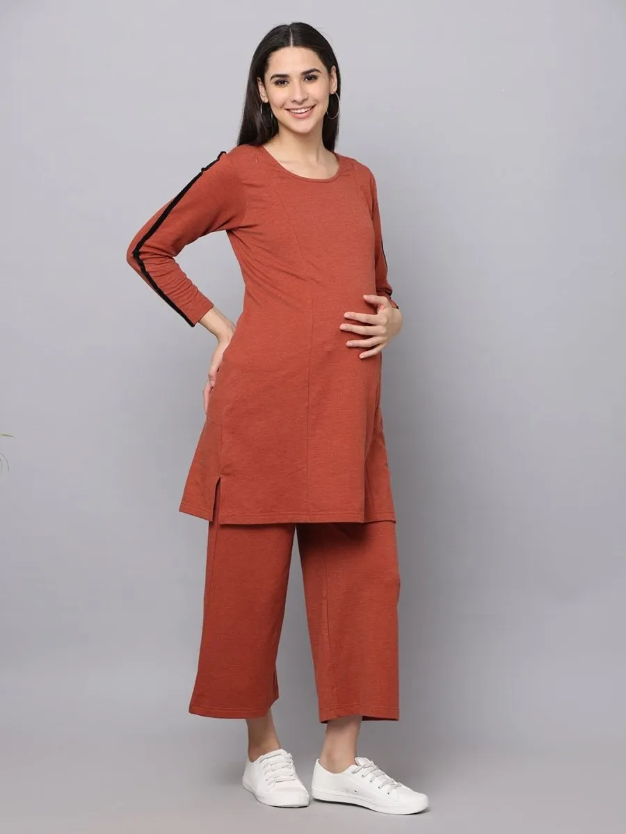 Bombay Coffee Maternity Co- Ord Set With Nursing