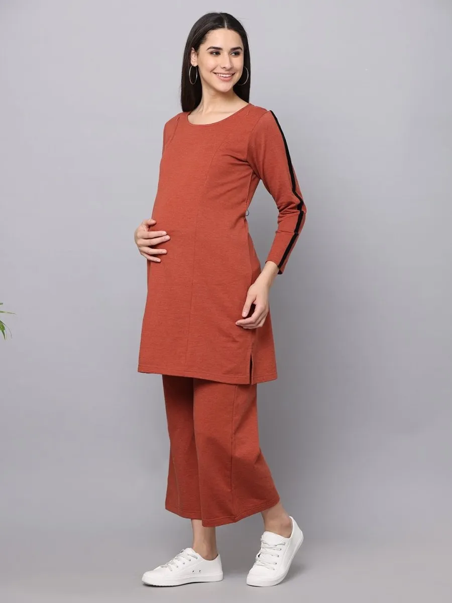 Bombay Coffee Maternity Co- Ord Set With Nursing