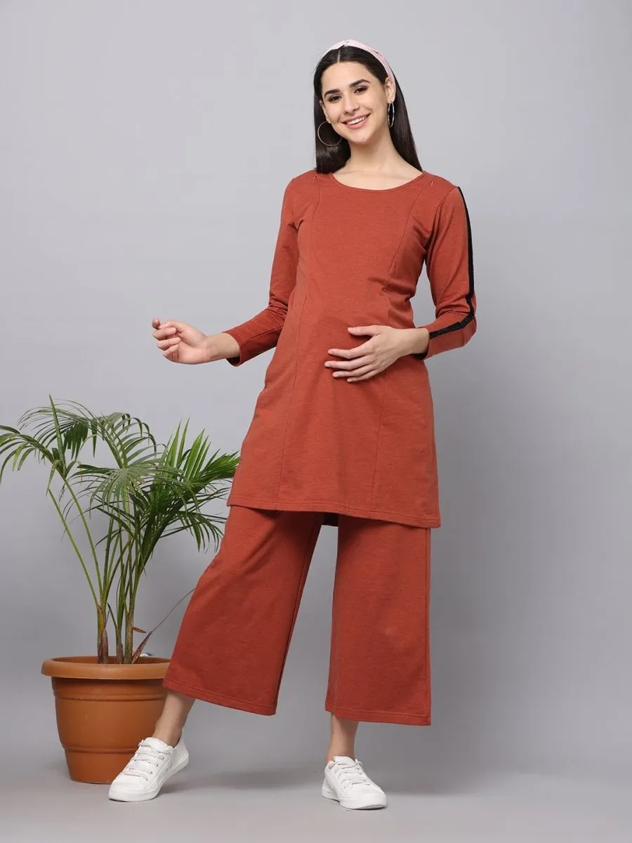 Bombay Coffee Maternity Co- Ord Set With Nursing