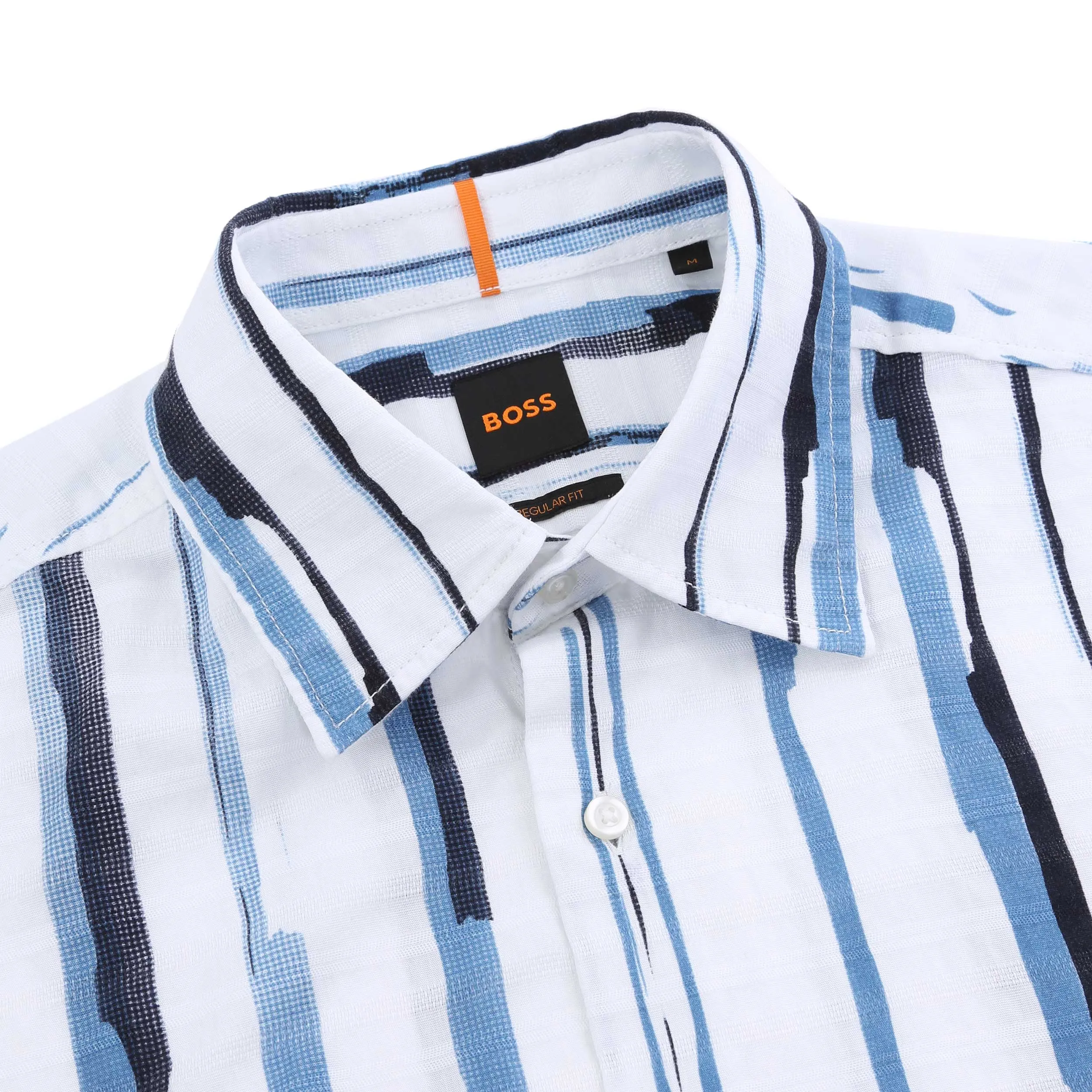 BOSS Rash 2 Short Sleeve Shirt in White & Blue