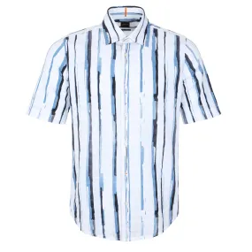 BOSS Rash 2 Short Sleeve Shirt in White & Blue