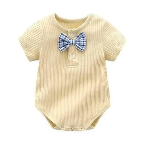 Bow Decor Baby Boys Jumpsuit