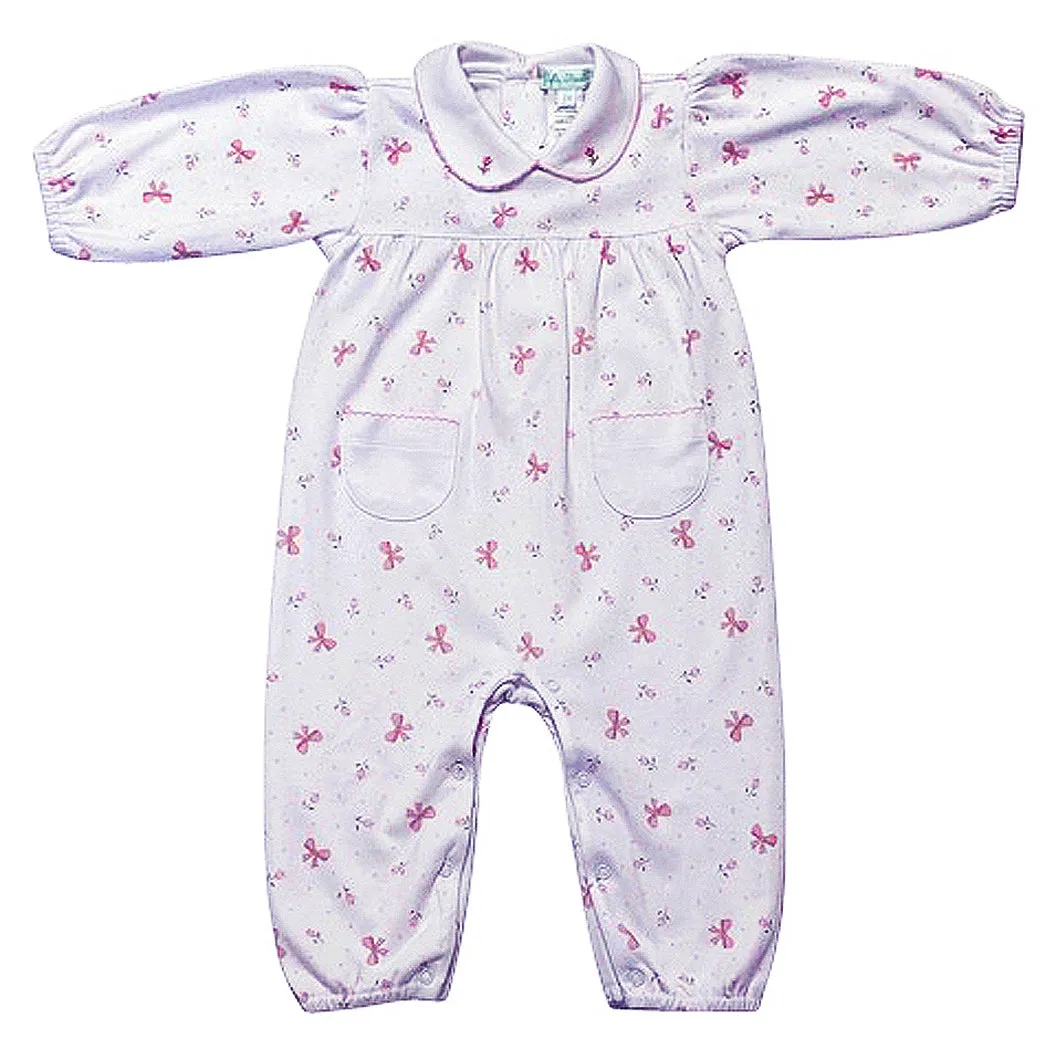 Bows Print Baby Girl long Footie