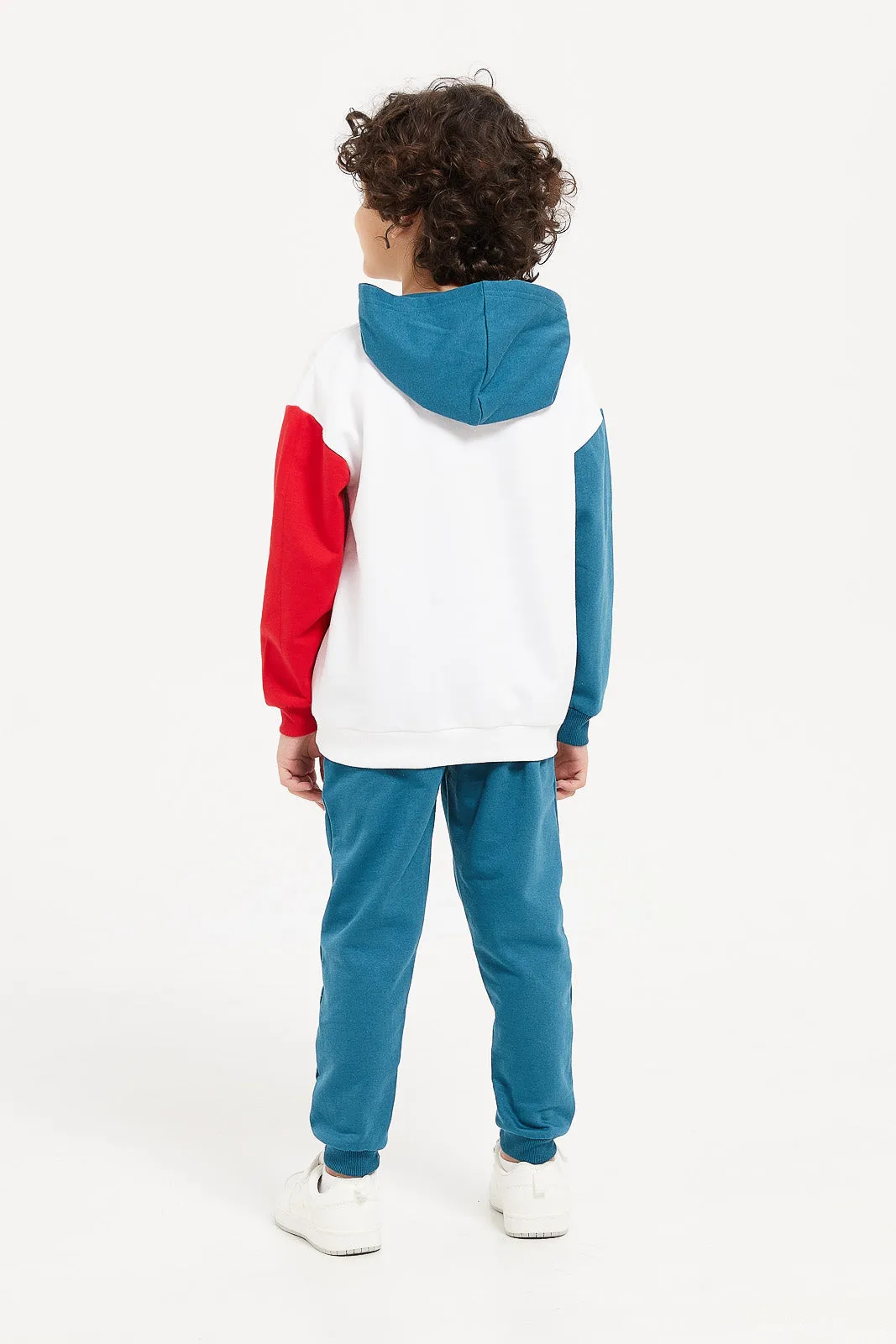 Boys White And Teal Spider-Man Sweatshirt With Jogger Set (2 Piece)