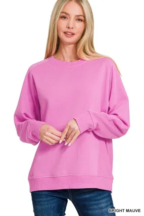 Bright Mauve Relaxed-Fit Crewneck Sweatshirt