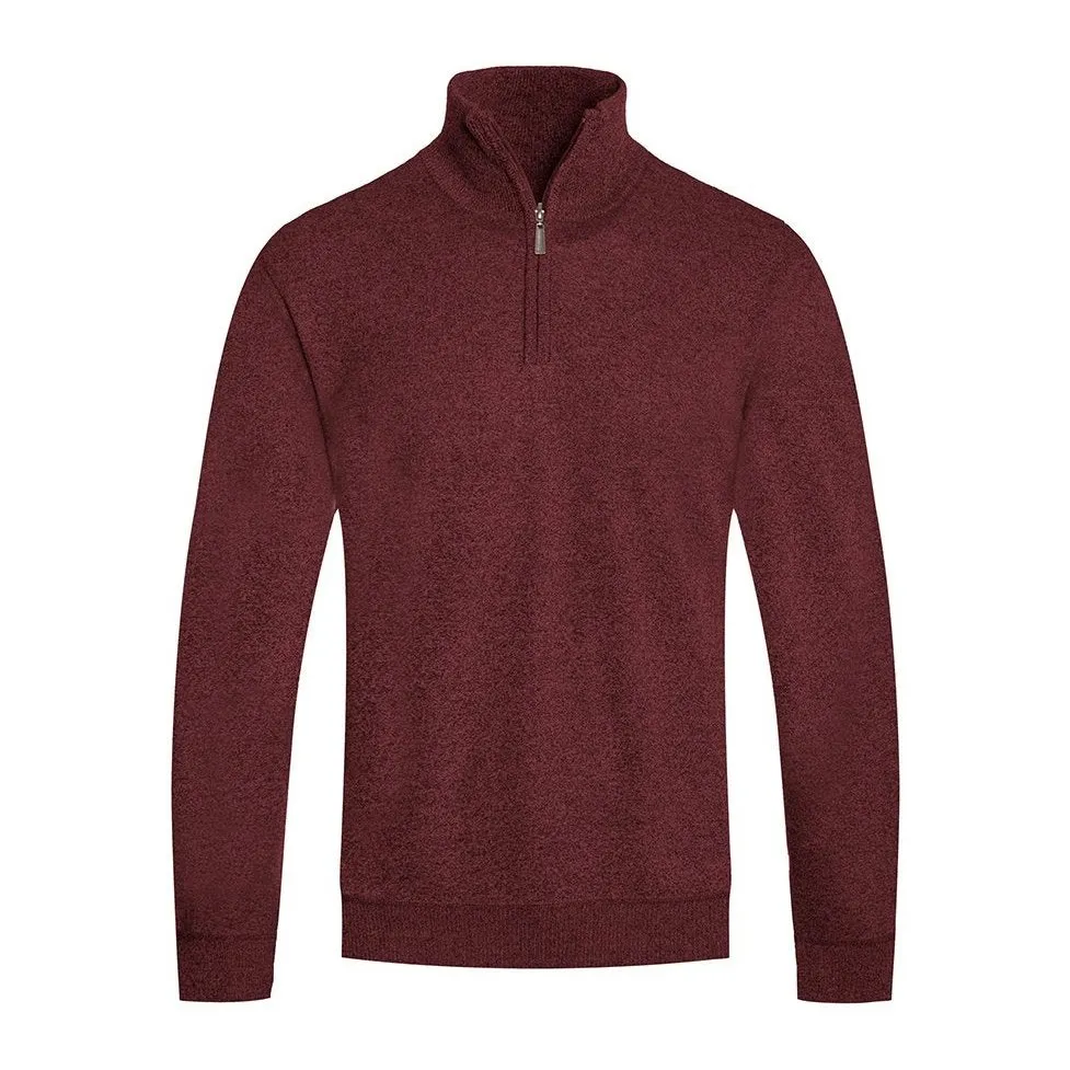 Burgundy Solid Quarter Zip Sweater