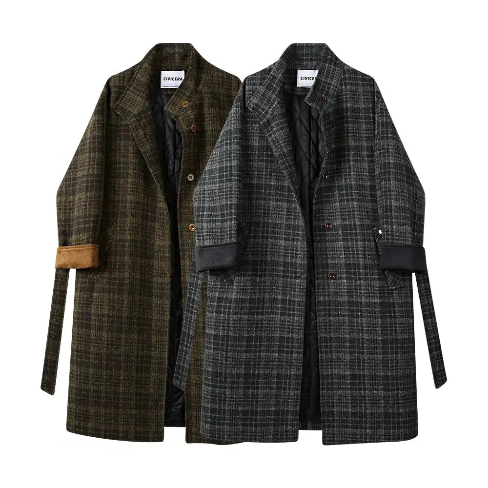 Button Closure Long Wool Coat