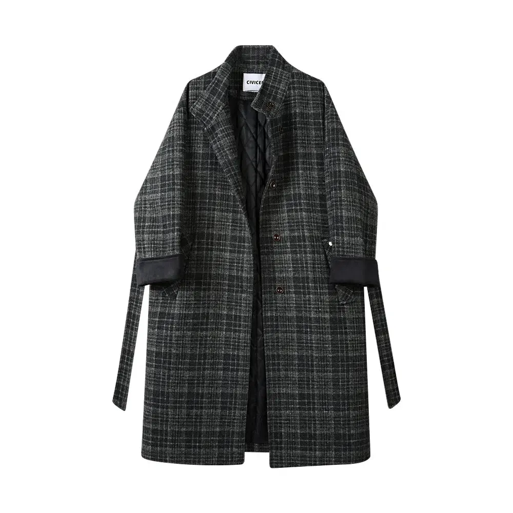 Button Closure Long Wool Coat