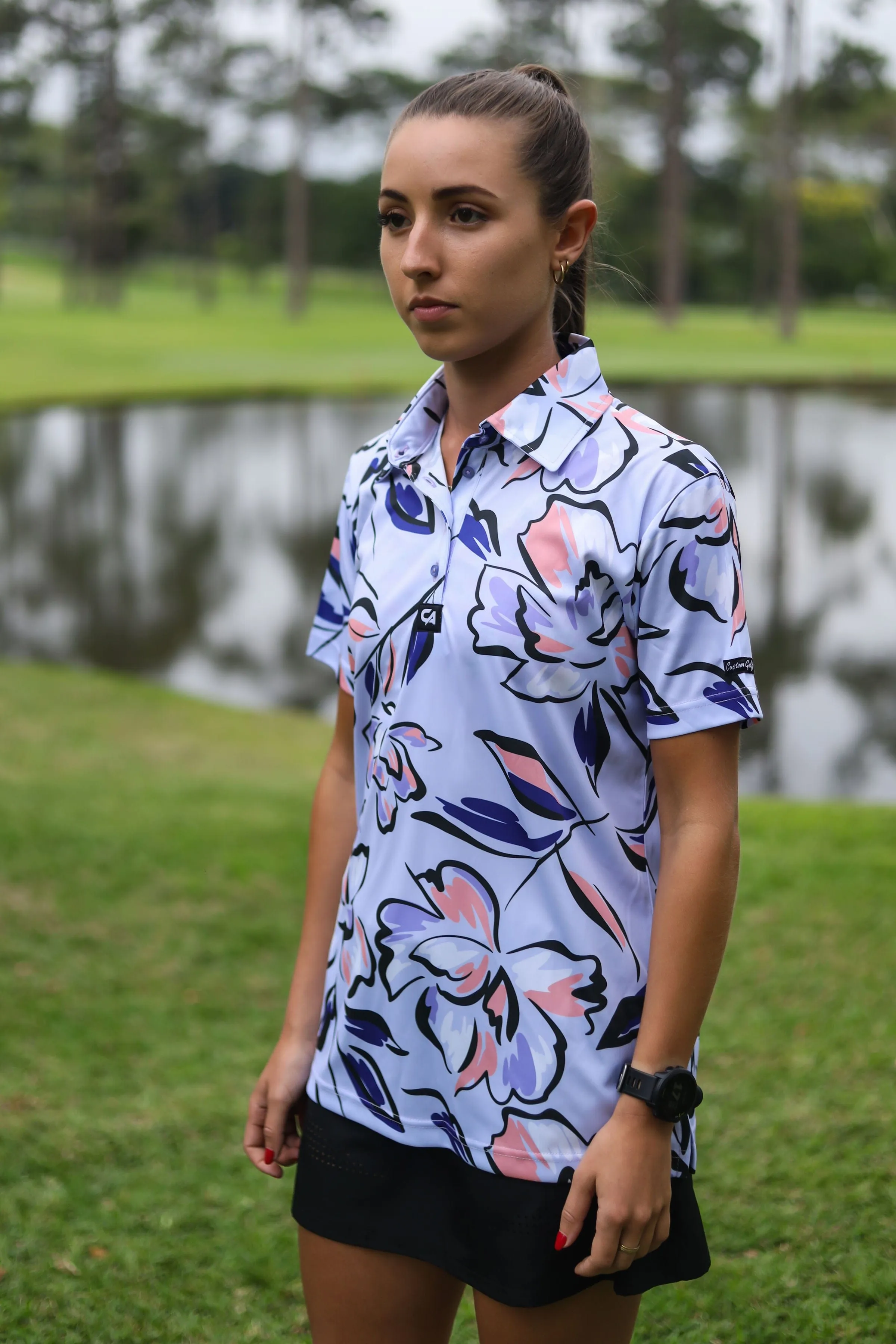 CA Ladies Funky Golf Shirt | Lilac Floral