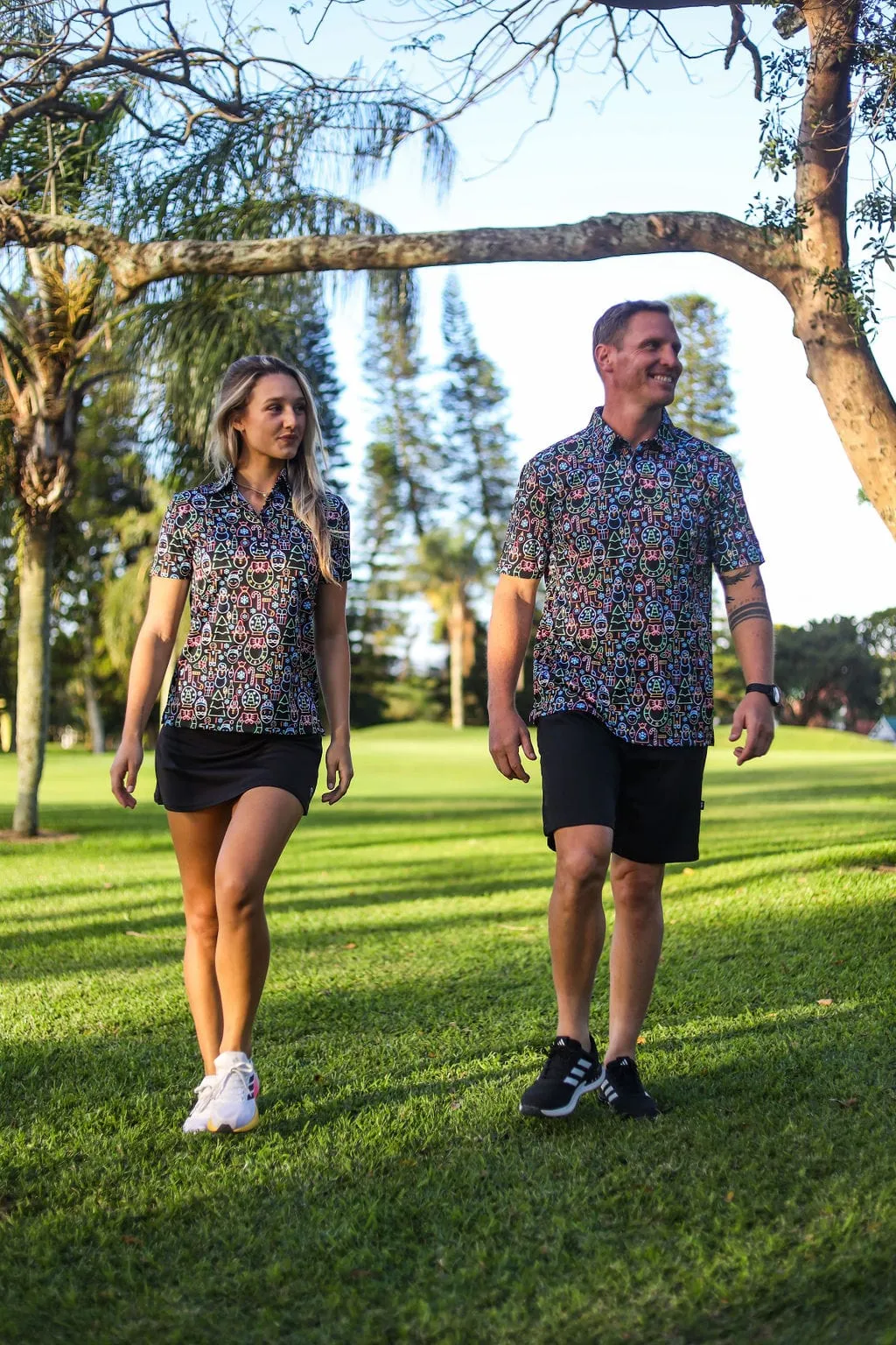 CA Ladies Funky Golf Shirt | Neon Christmas