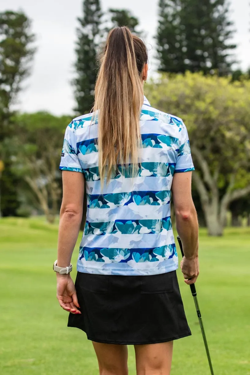 CA Ladies Funky Golf Shirt | Striped Floral