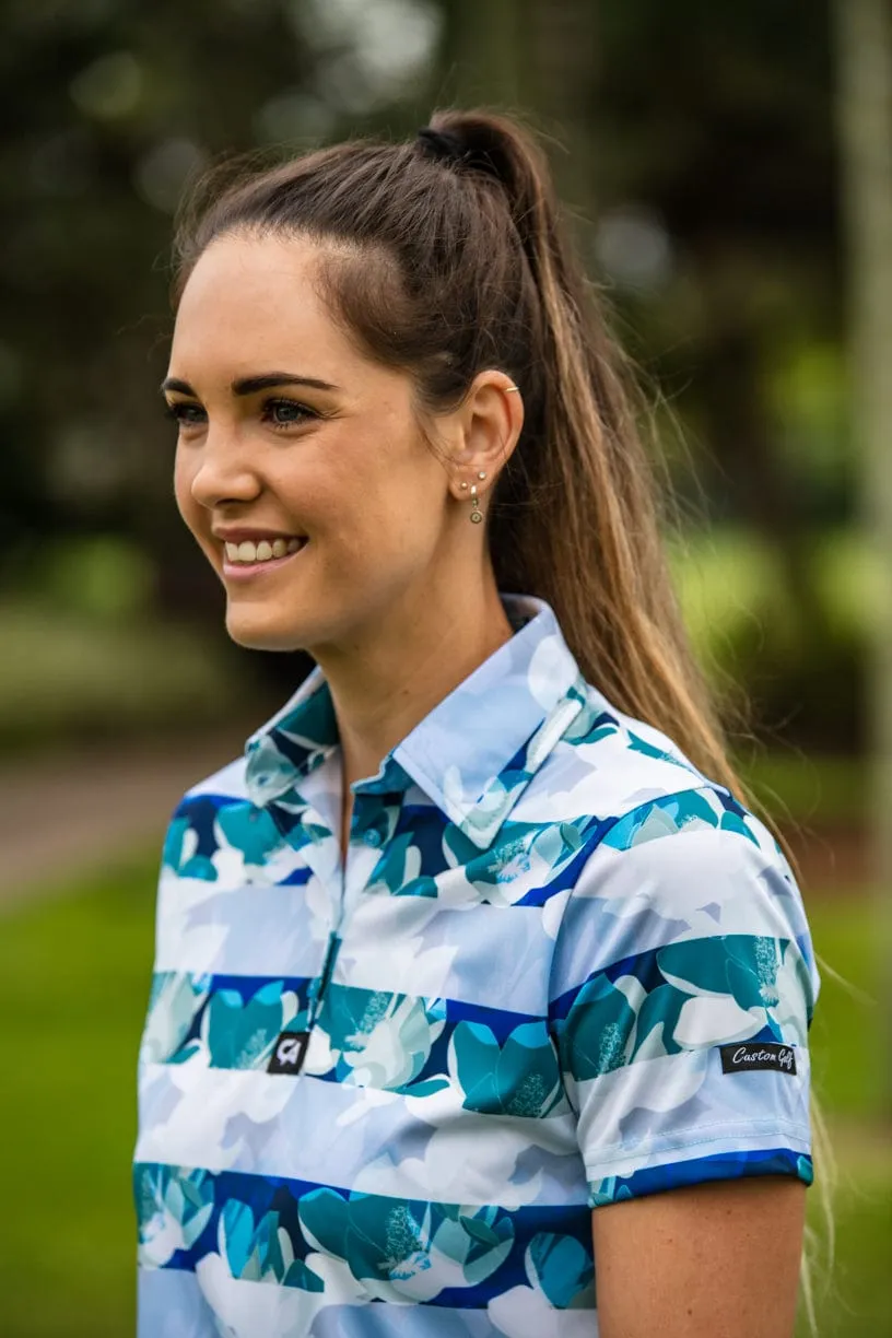 CA Ladies Funky Golf Shirt | Striped Floral