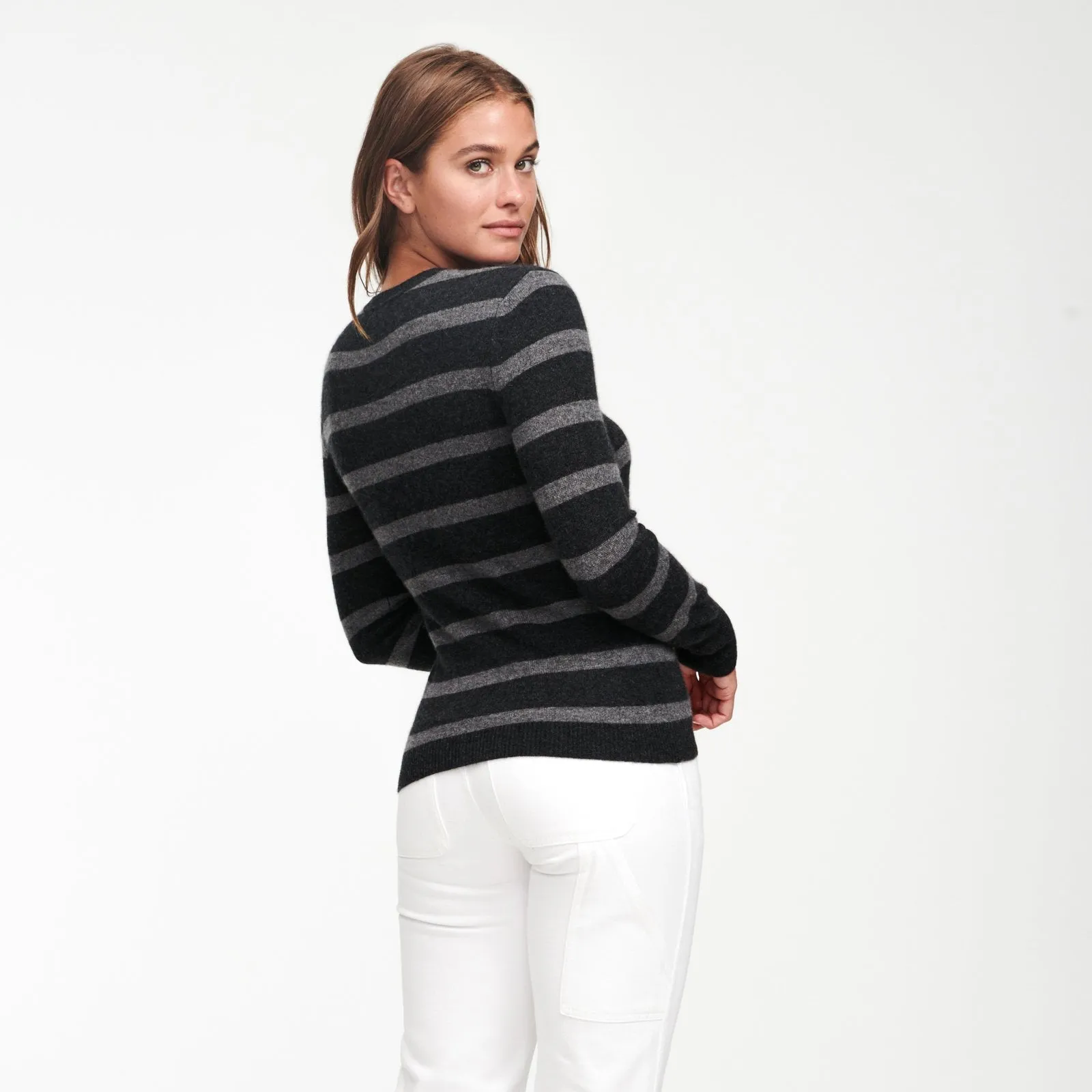 Cashmere Striped Crewneck Sweater