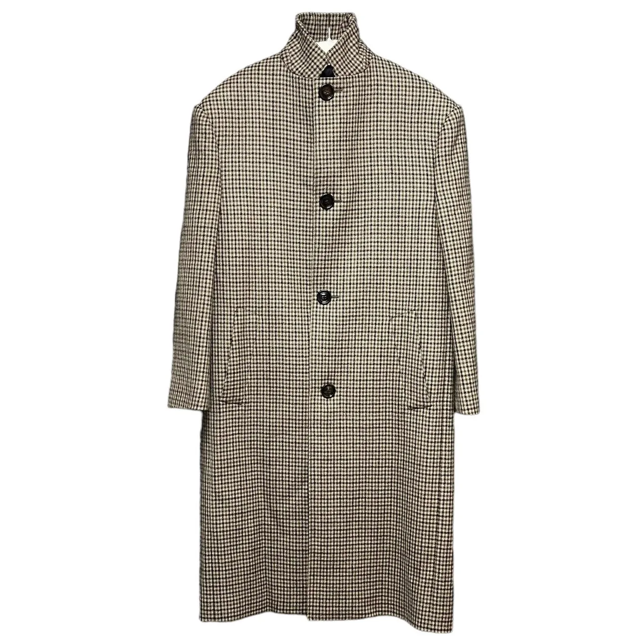 CELINE セリーヌ 21AW HIGH NECK COLLAR COAT IN HOUNDSTOOTH WOOL ハイネック千鳥格子コート 2M698562K