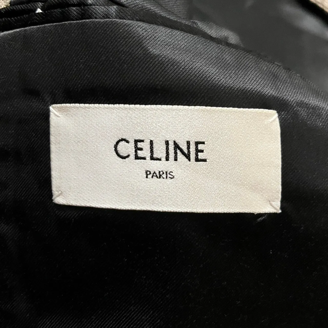 CELINE セリーヌ 21AW HIGH NECK COLLAR COAT IN HOUNDSTOOTH WOOL ハイネック千鳥格子コート 2M698562K