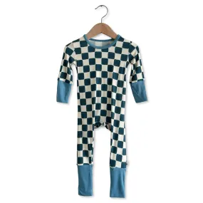 Checker Me Out Mini Ribbed Kid's Day to Night Romper