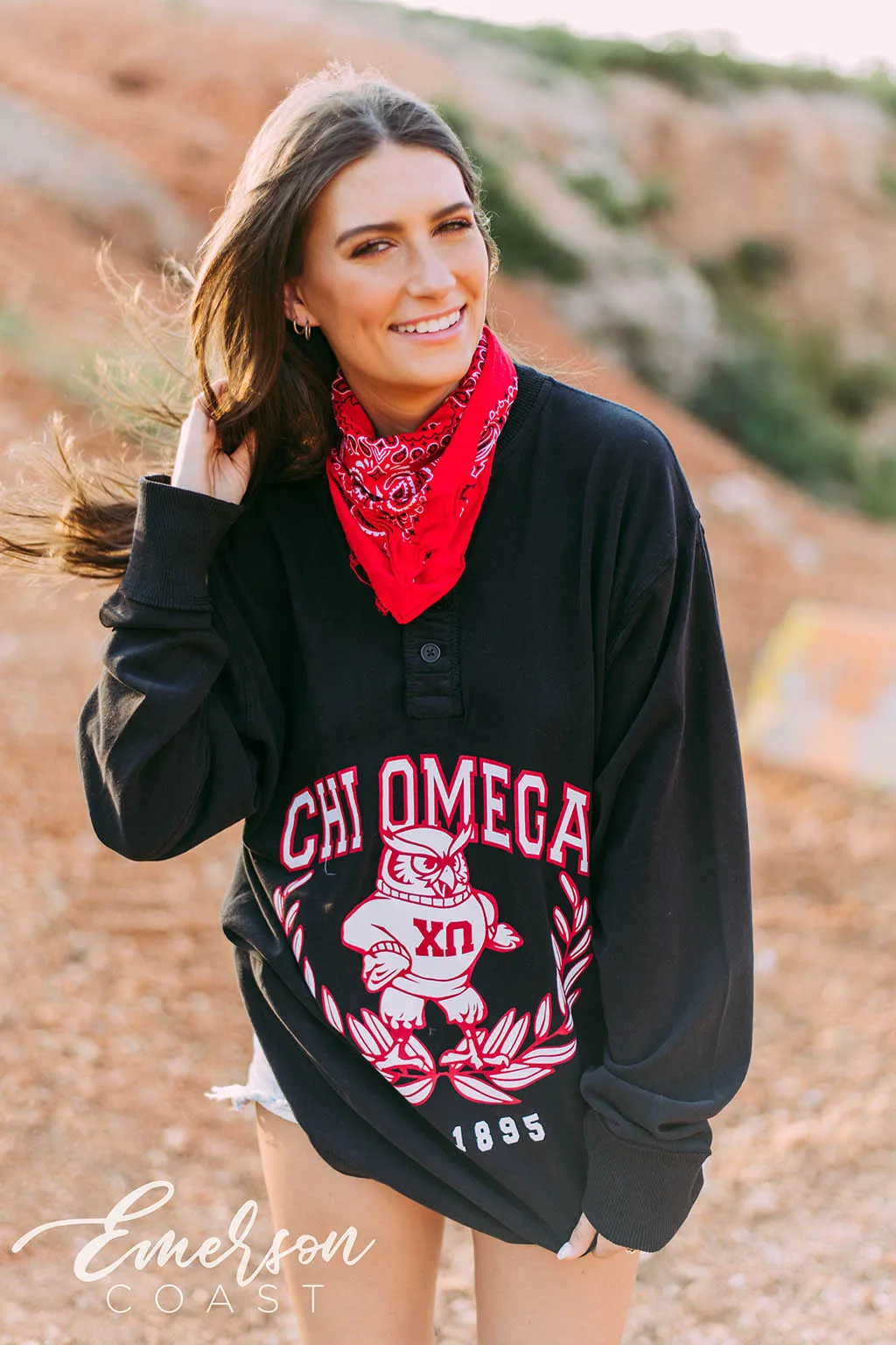 Chi Omega Mascot Thermal Henley