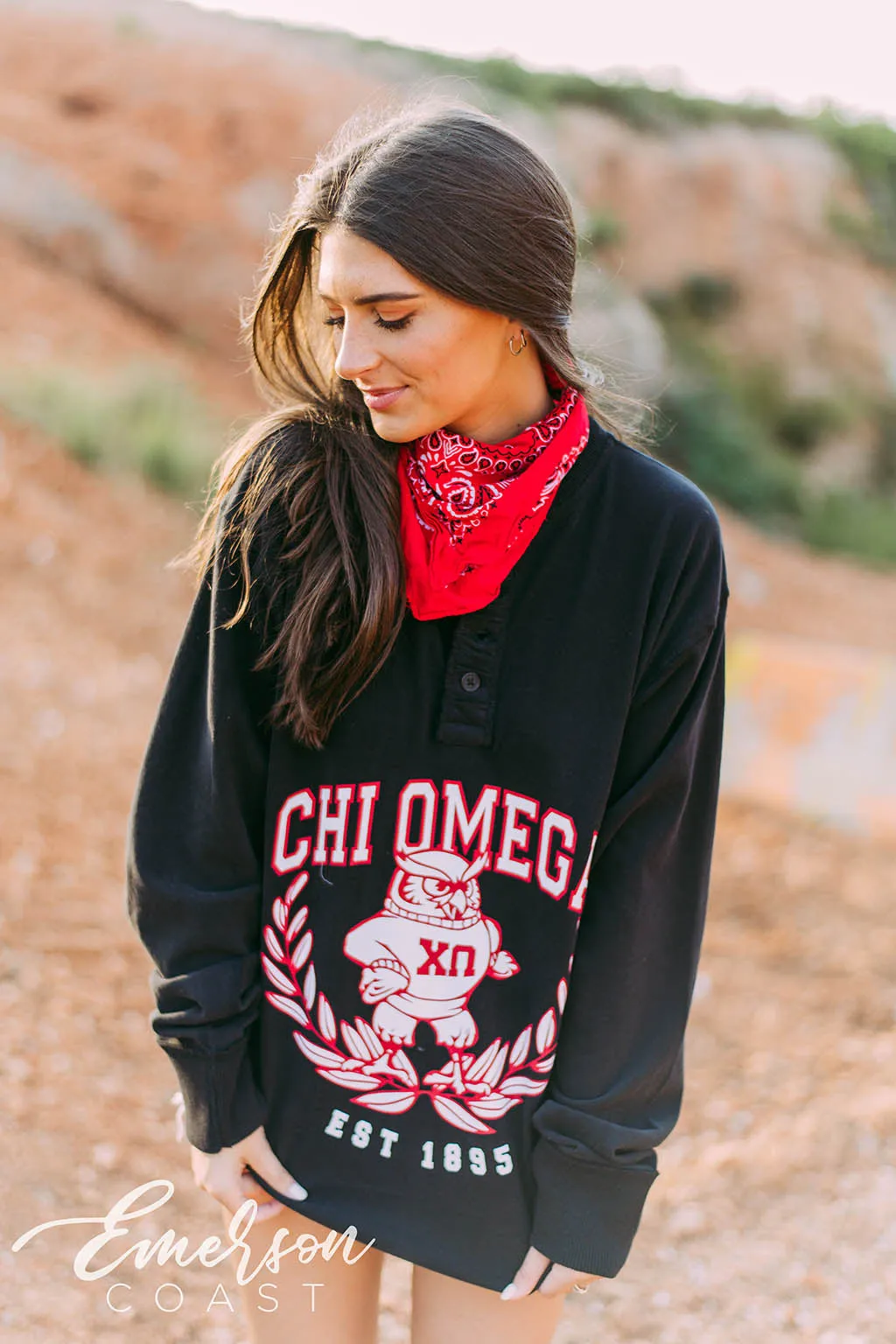 Chi Omega Mascot Thermal Henley