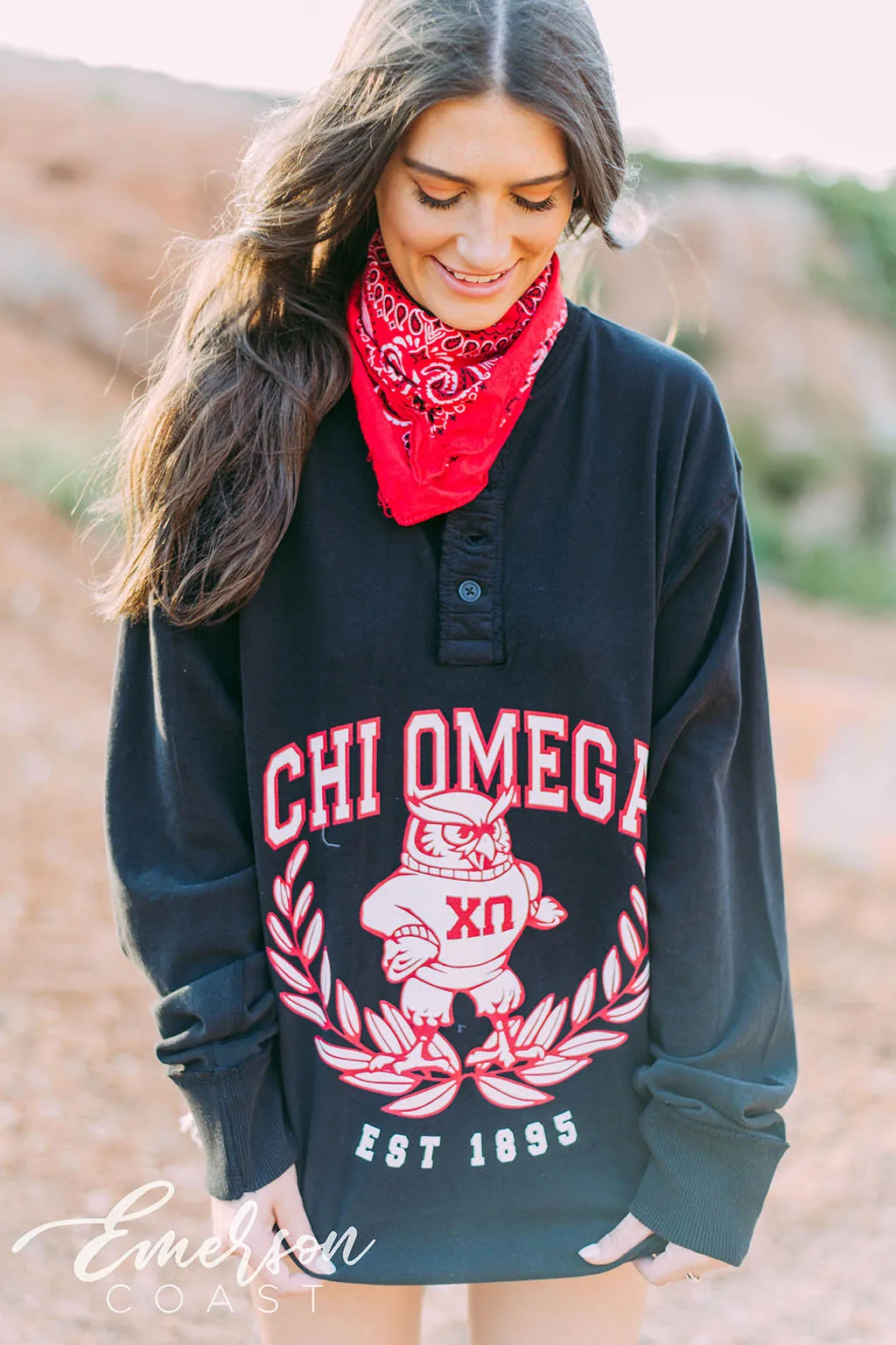 Chi Omega Mascot Thermal Henley