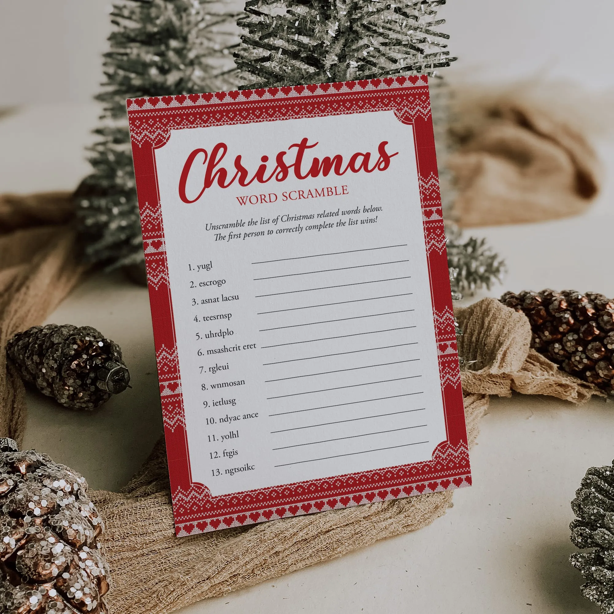 Christmas Word Scramble and Answers Printable