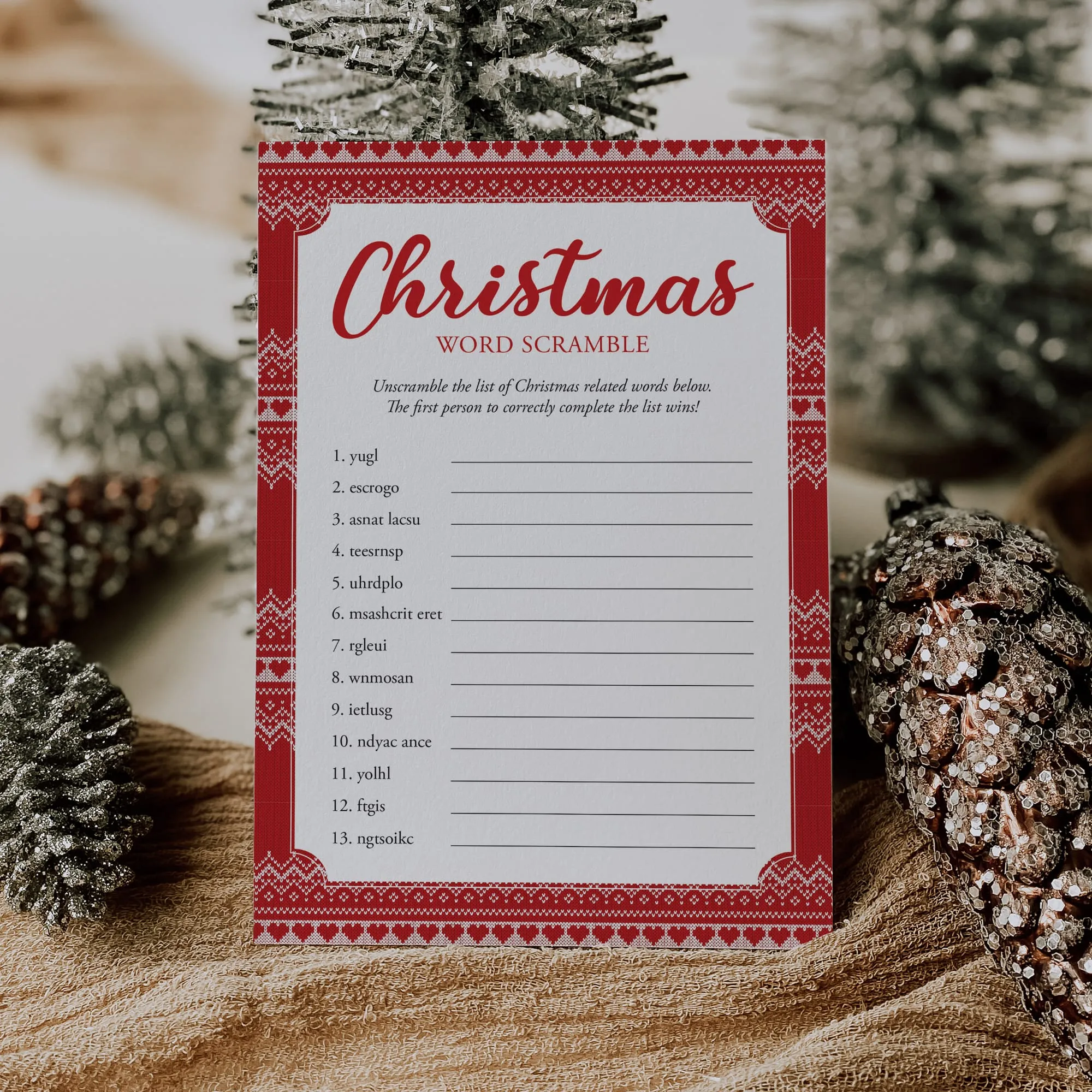 Christmas Word Scramble and Answers Printable