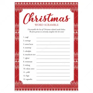 Christmas Word Scramble and Answers Printable