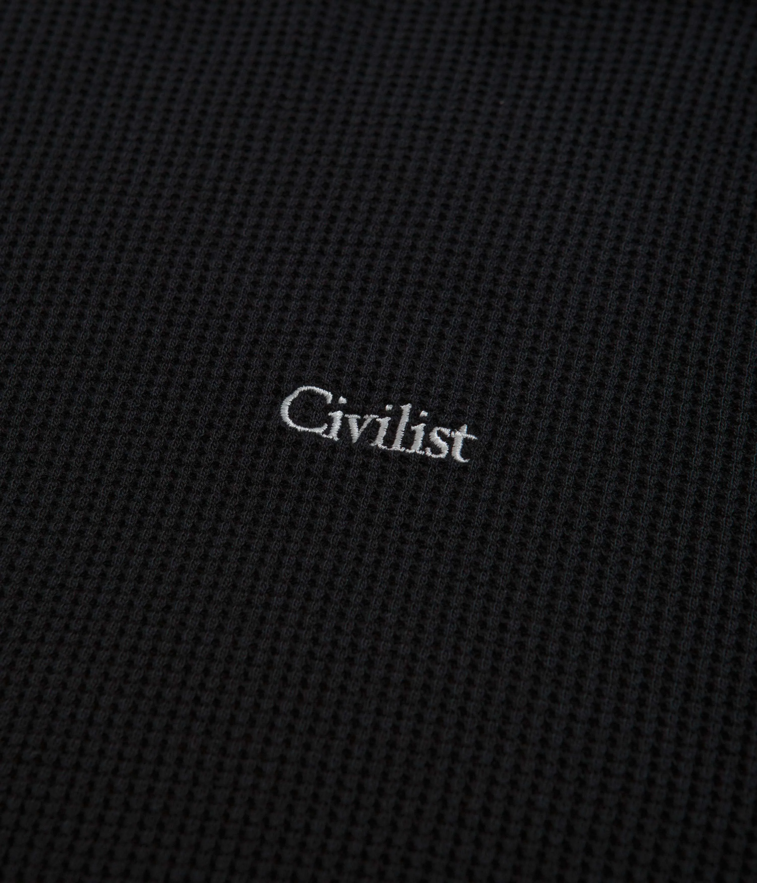 Civilist Thermal Waffle Long Sleeve T-Shirt - Black