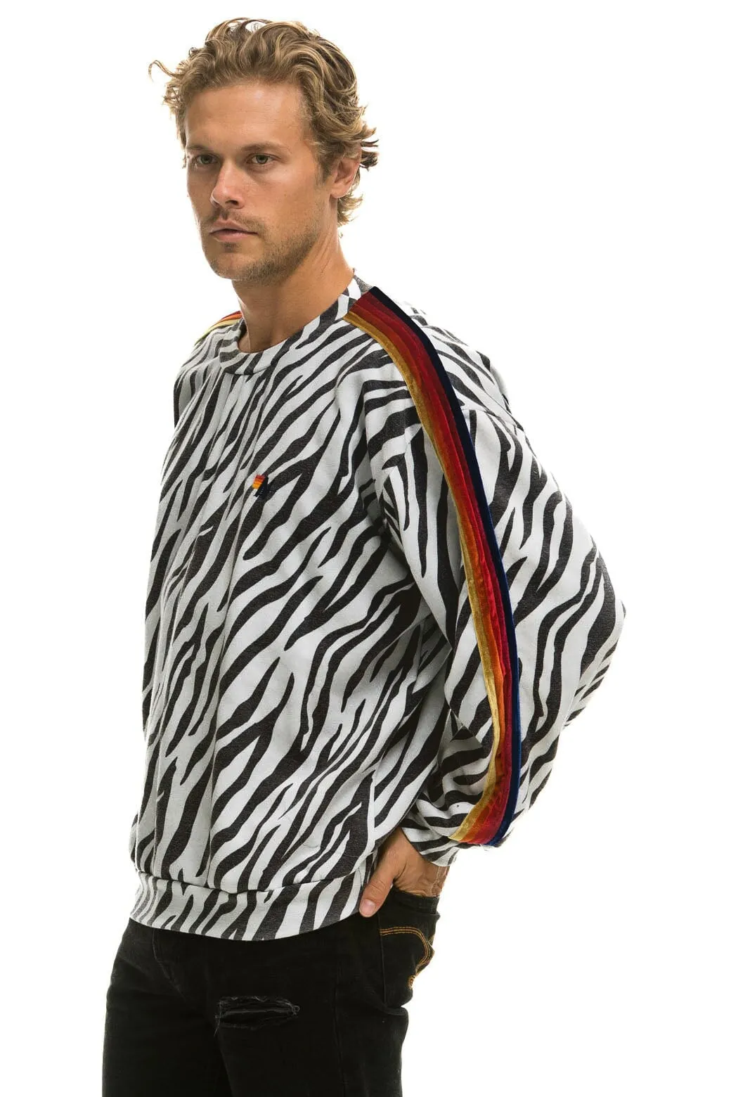 CLASSIC RELAXED FIT CREW SWEATSHIRT - ZEBRA