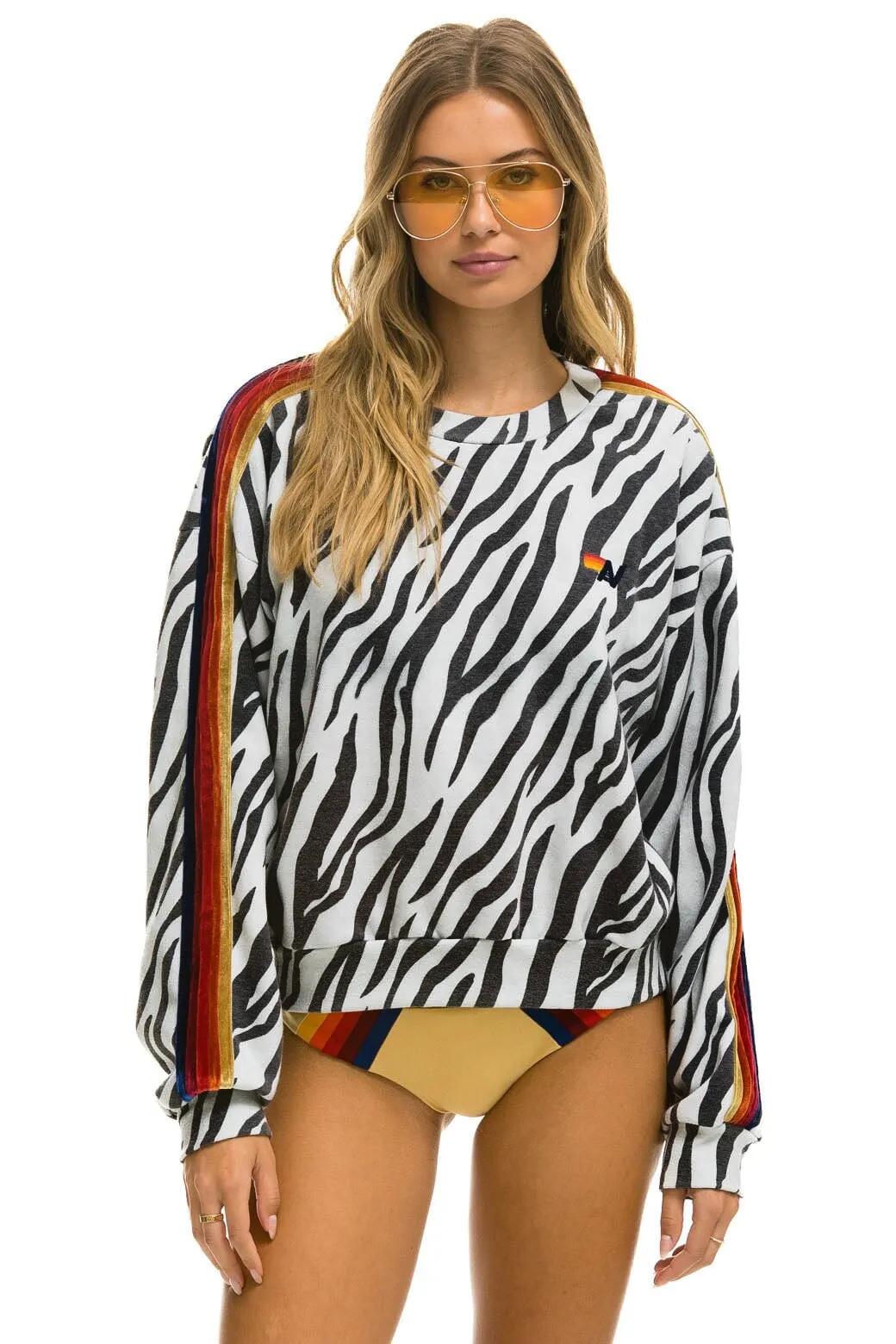 CLASSIC RELAXED FIT CREW SWEATSHIRT - ZEBRA