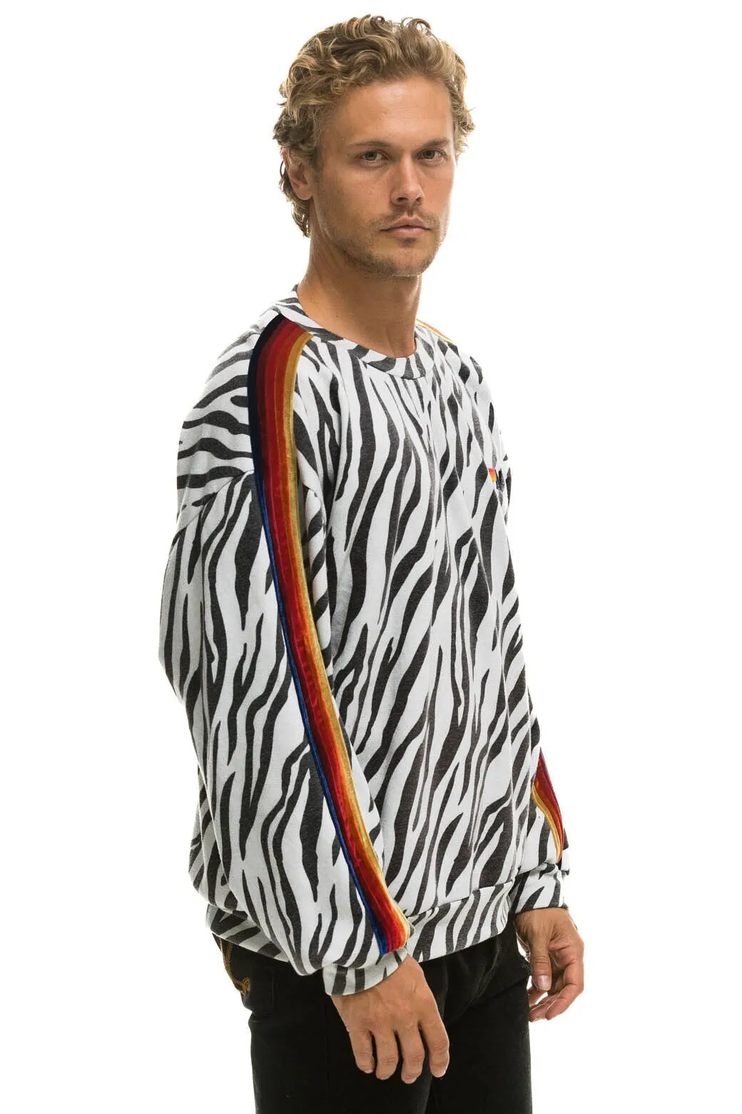 CLASSIC RELAXED FIT CREW SWEATSHIRT - ZEBRA