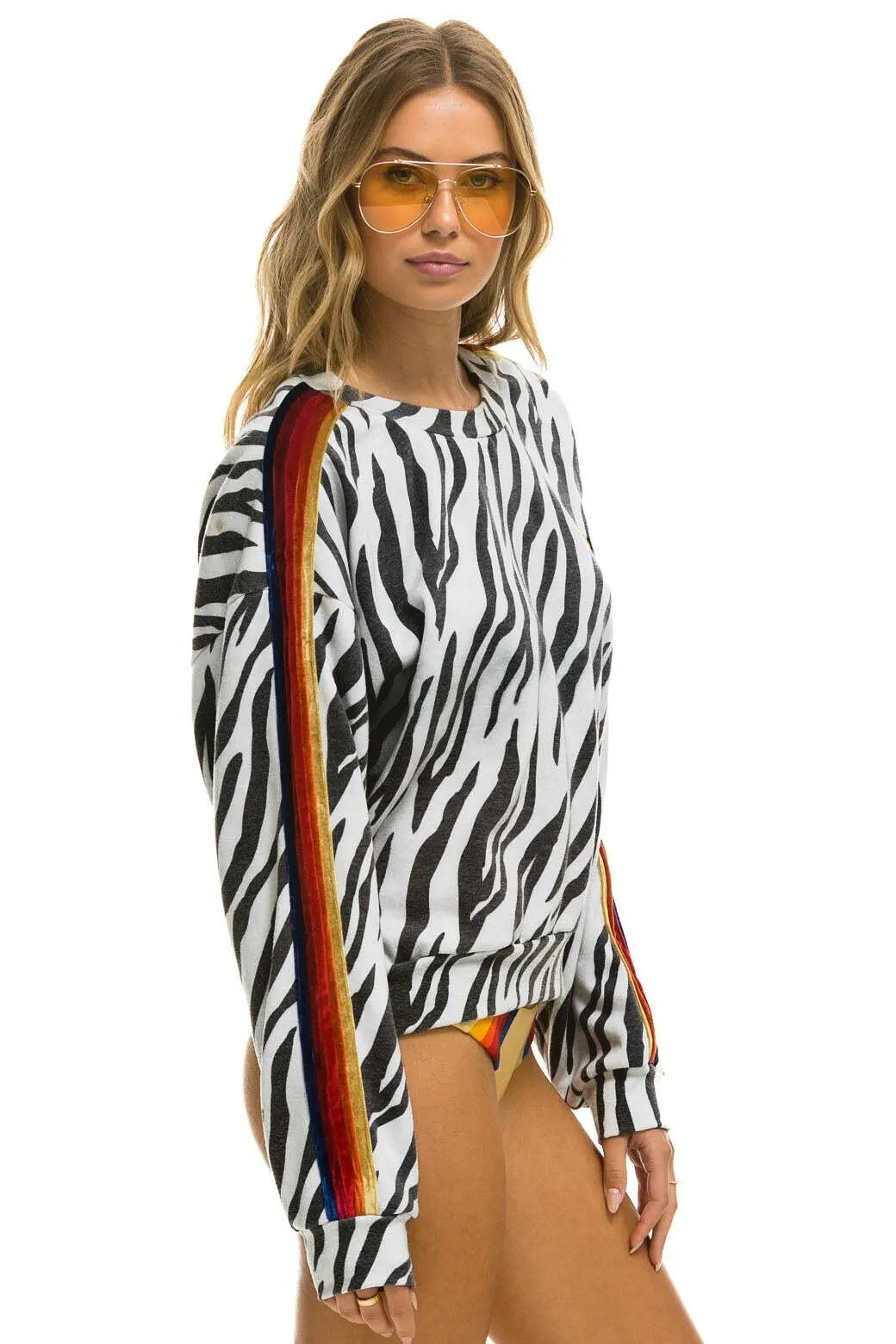 CLASSIC RELAXED FIT CREW SWEATSHIRT - ZEBRA