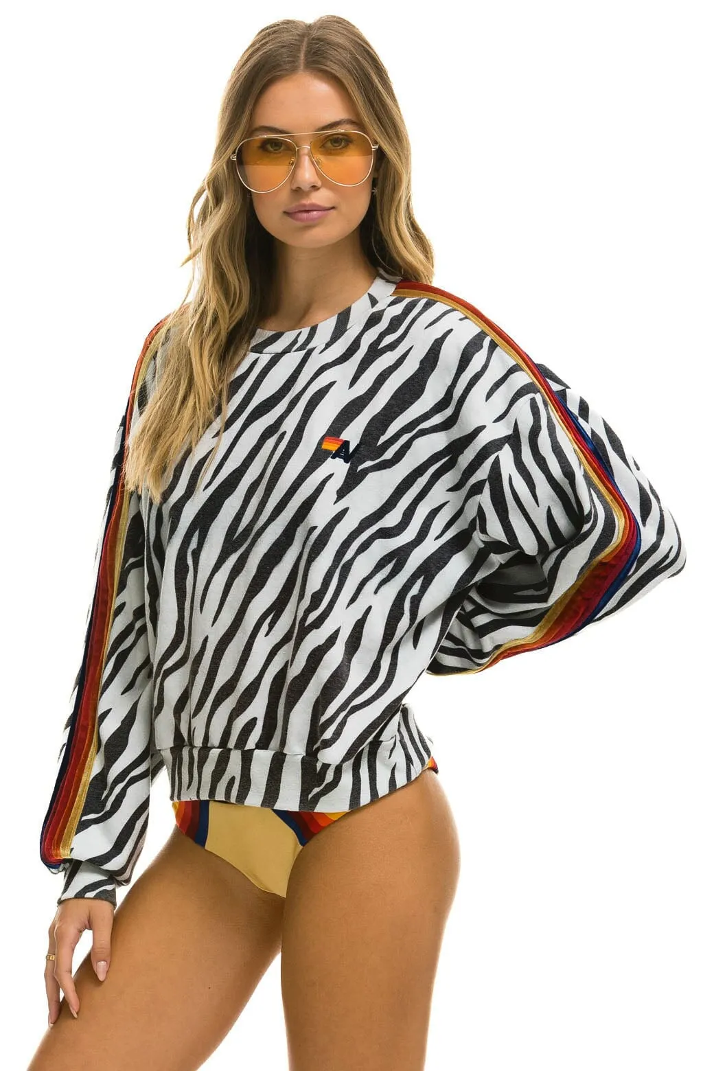 CLASSIC RELAXED FIT CREW SWEATSHIRT - ZEBRA